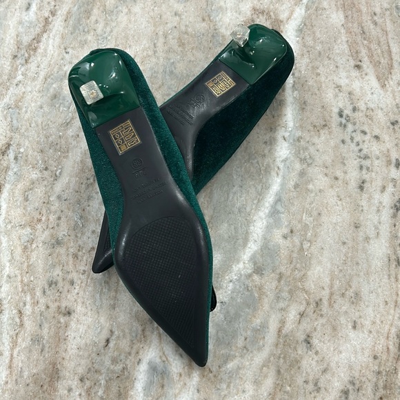 Big Tree Women’s Velvet Pointy Toe Kitten heel Dressy Shoes W/ Jewel Tops Sz 38 - Picture 9 of 14